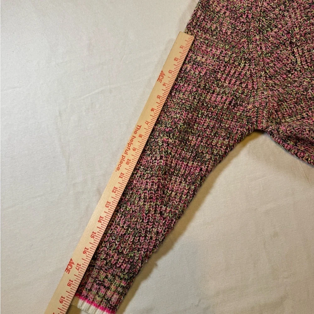 John + Jenn Pink and Green Neon Chunky Knit Cropped Sweater - Picture 7 of 8